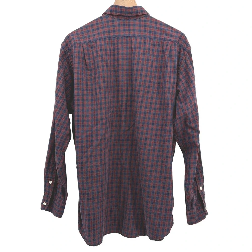 Polo Ralph Lauren Lowell Sport Shirt Mens L Red Plaid Cotton Long Sleeve Preppy